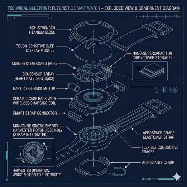 La montre + rotor mécanique / TENG